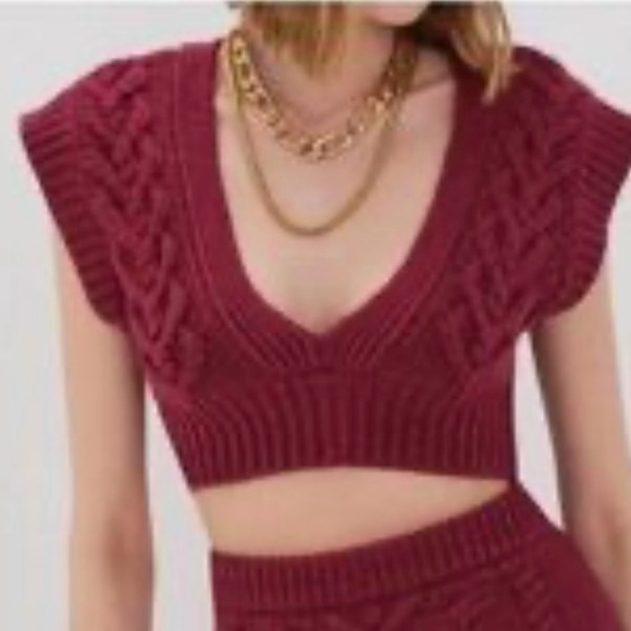 For Love And Lemons Jackets & Blazers - NWT SIZE M/S  For Love And Lemons Magenta Knit Vest